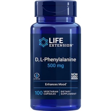 D, L-Phenylalanine, 500 mg, 100 Vegetarian Capsules Life Extension