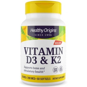 Vitamina D3 e K2 50mcg/200mcg Healthy Origins 60 softgels Healthy Origins